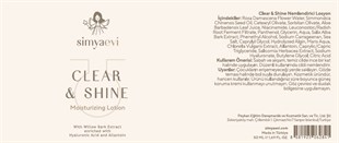 Clear&Shine Nemlendirici Losyon - Simya Evi - Cilt Bakımı